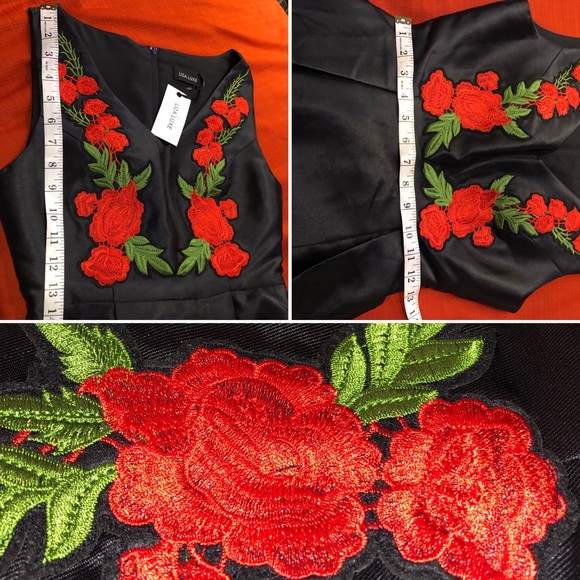 {ModCloth} Stunning Black & Red Rose Swing Dress - Picture 4 of 8